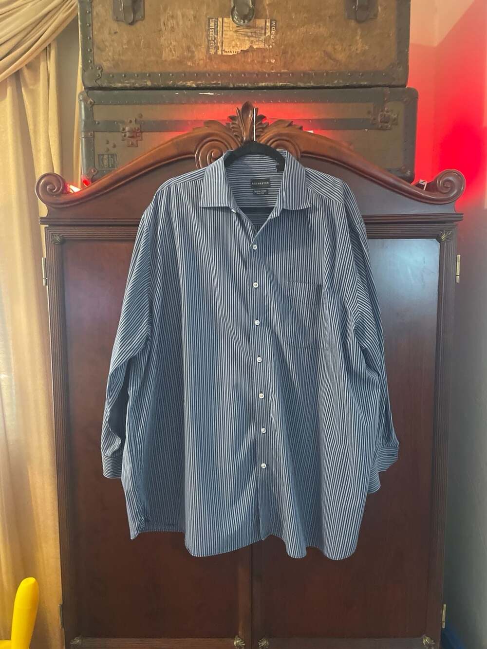 Rochester Big & Tall Egyptian Cotton Non-Iron Striped Dress Shirt Size 18 34/35